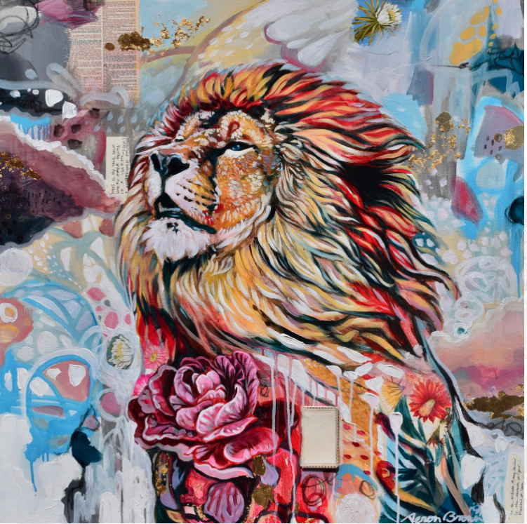 painting of a lion prophetic art by Aeron Brown