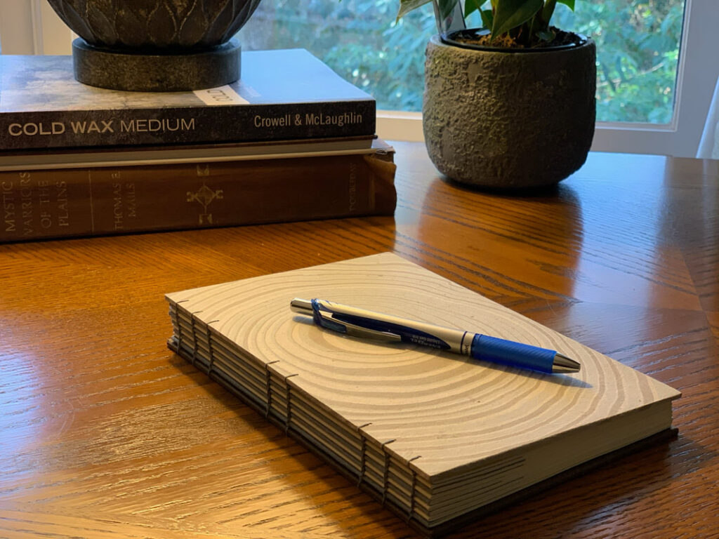 Here is one of my amazing hand made journals from one of my favorite local artists, Alyssa Sacora of the Patchwork Underground. Alyssa Sacora is based out of Fairview Nc (right outside of Asheville , NC) https://www.thepatchworkunderground.com/